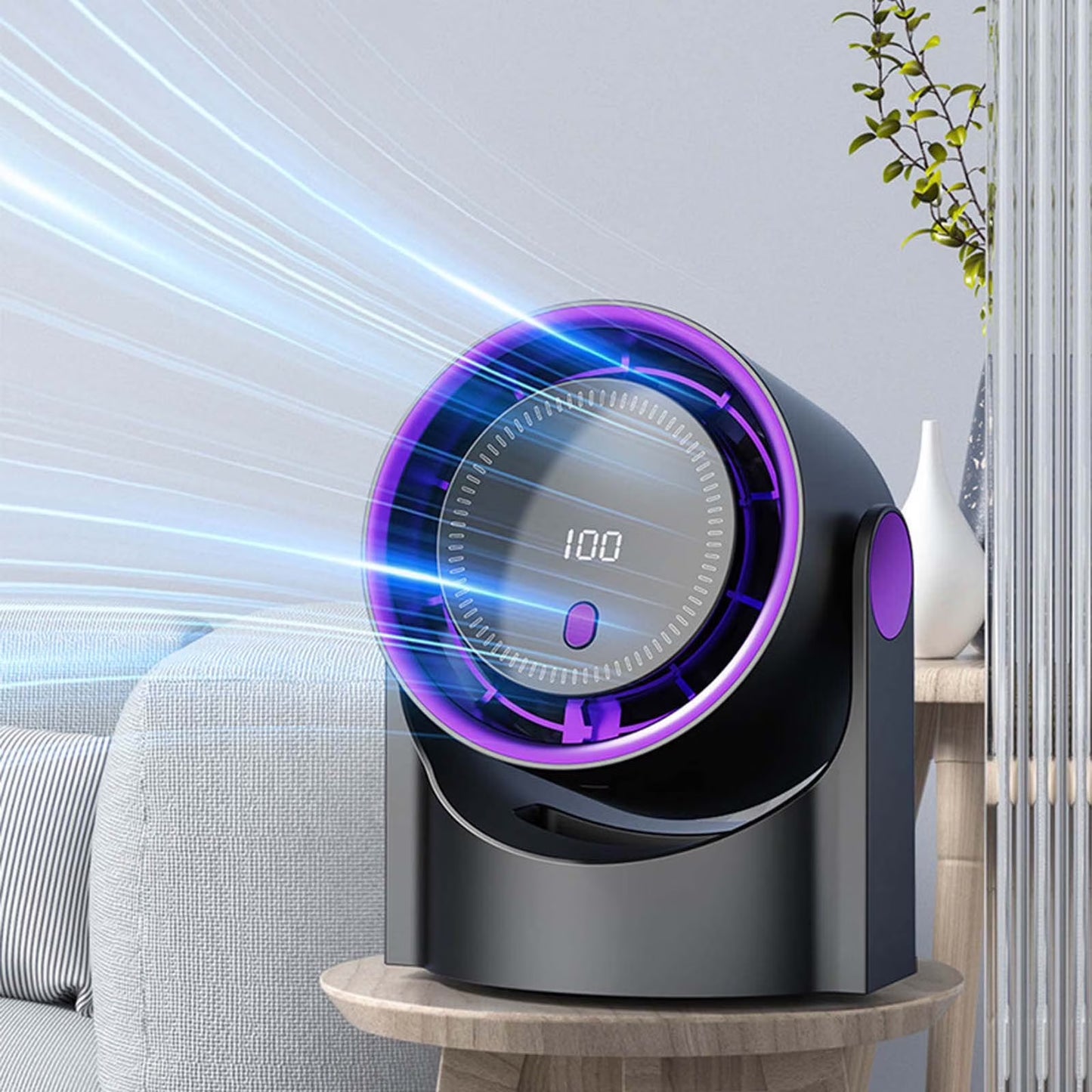 Portable Desktop Fan, Touch Screen 360° Adjustable
