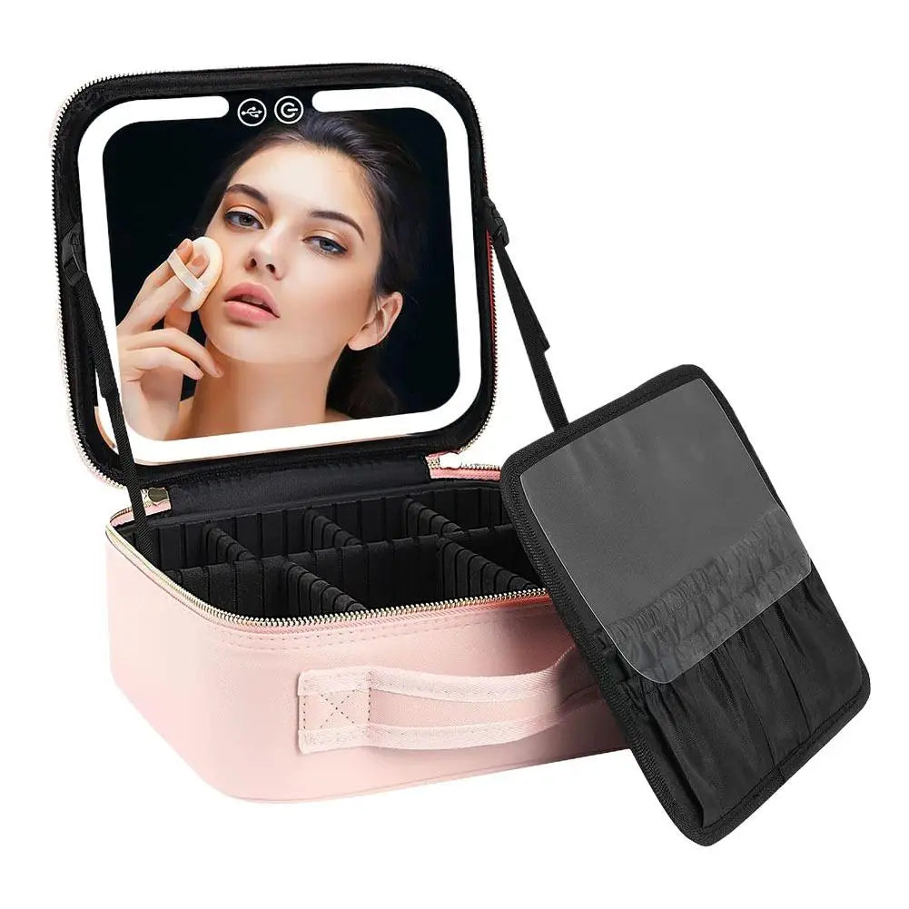 Portable Travel Makeup Bag With Smart LED