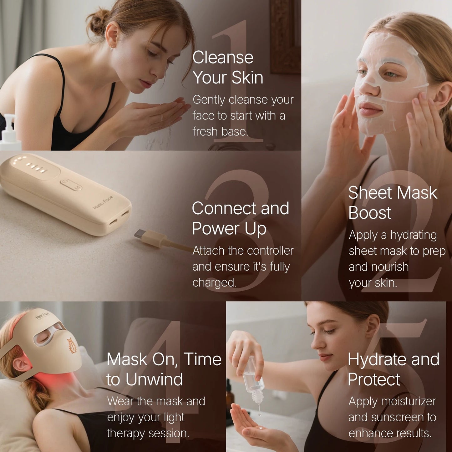4D Light Mask Wavelengths Cordless LED Face Mask