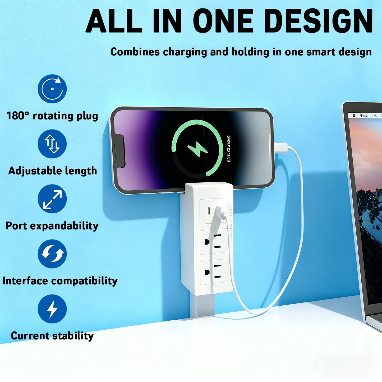 180° Electrical Outlet Extender Adjustable Length