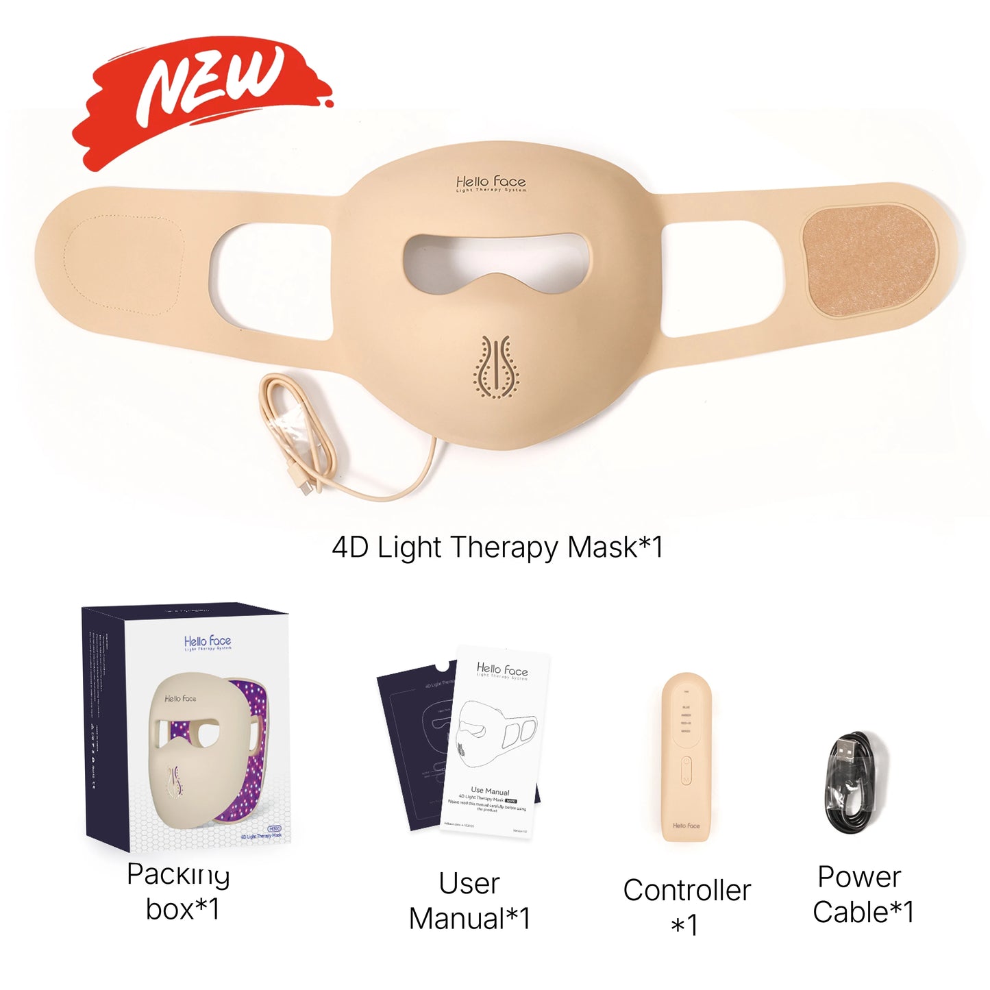 4D Light Mask Wavelengths Cordless LED Face Mask