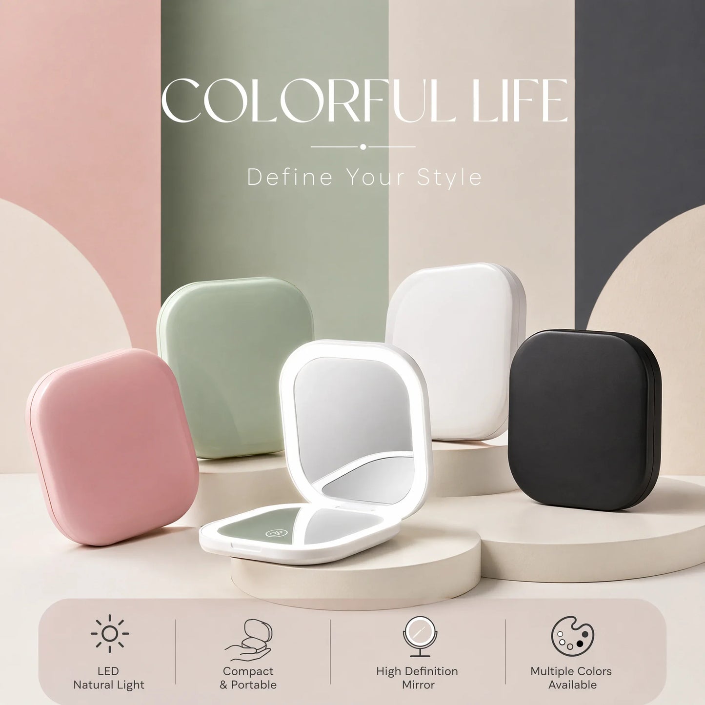 Portable LED Makeup Mirror USB Rechargeable