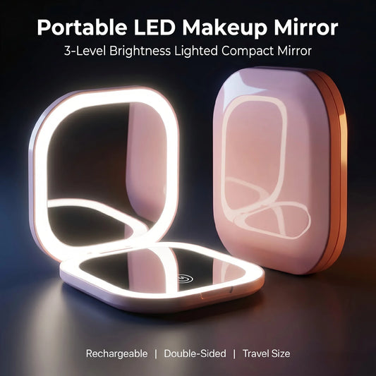 Portable LED Makeup Mirror USB Rechargeable