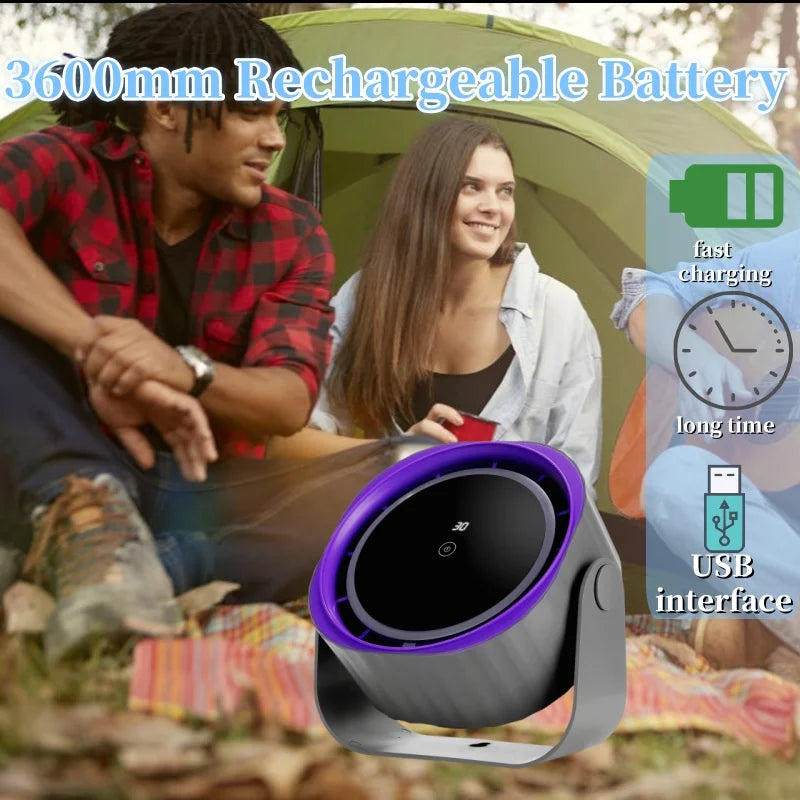 Portable Desktop Fan, Touch Screen 360° Adjustable