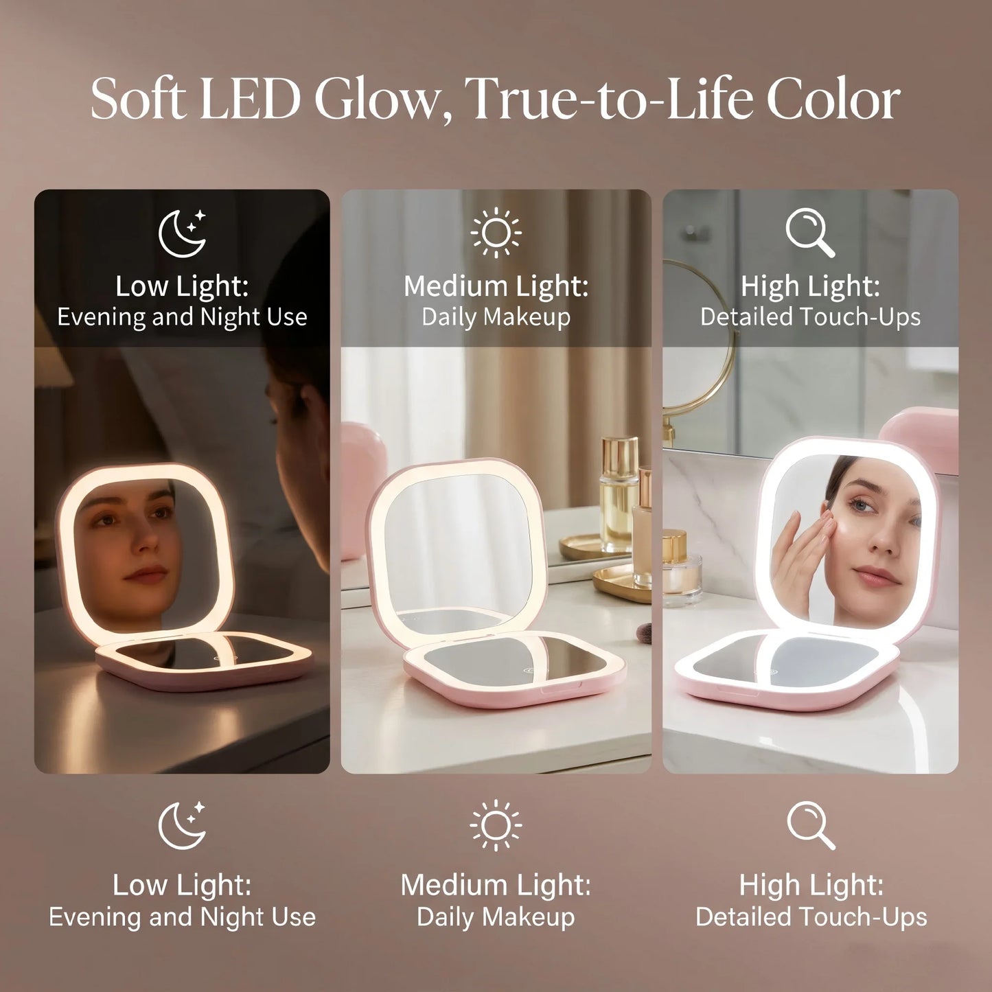 Portable LED Makeup Mirror USB Rechargeable