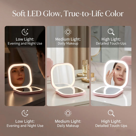 Portable LED Makeup Mirror USB Rechargeable