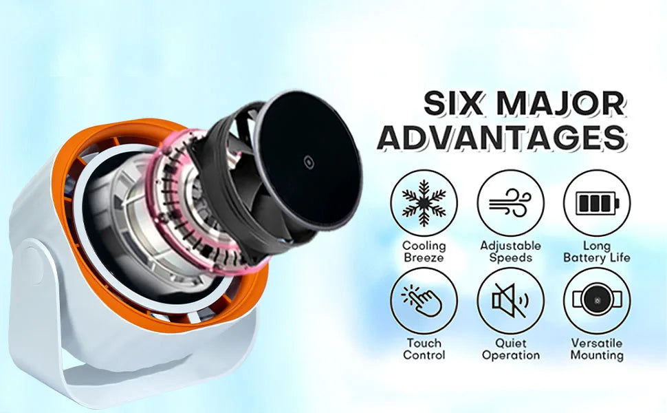 Portable Desktop Fan, Touch Screen 360° Adjustable