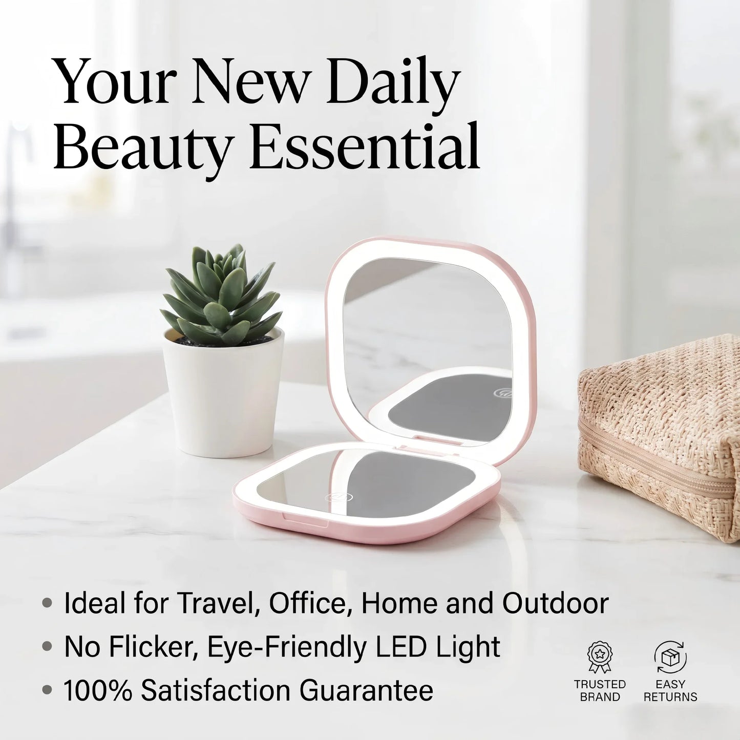 Portable LED Makeup Mirror USB Rechargeable