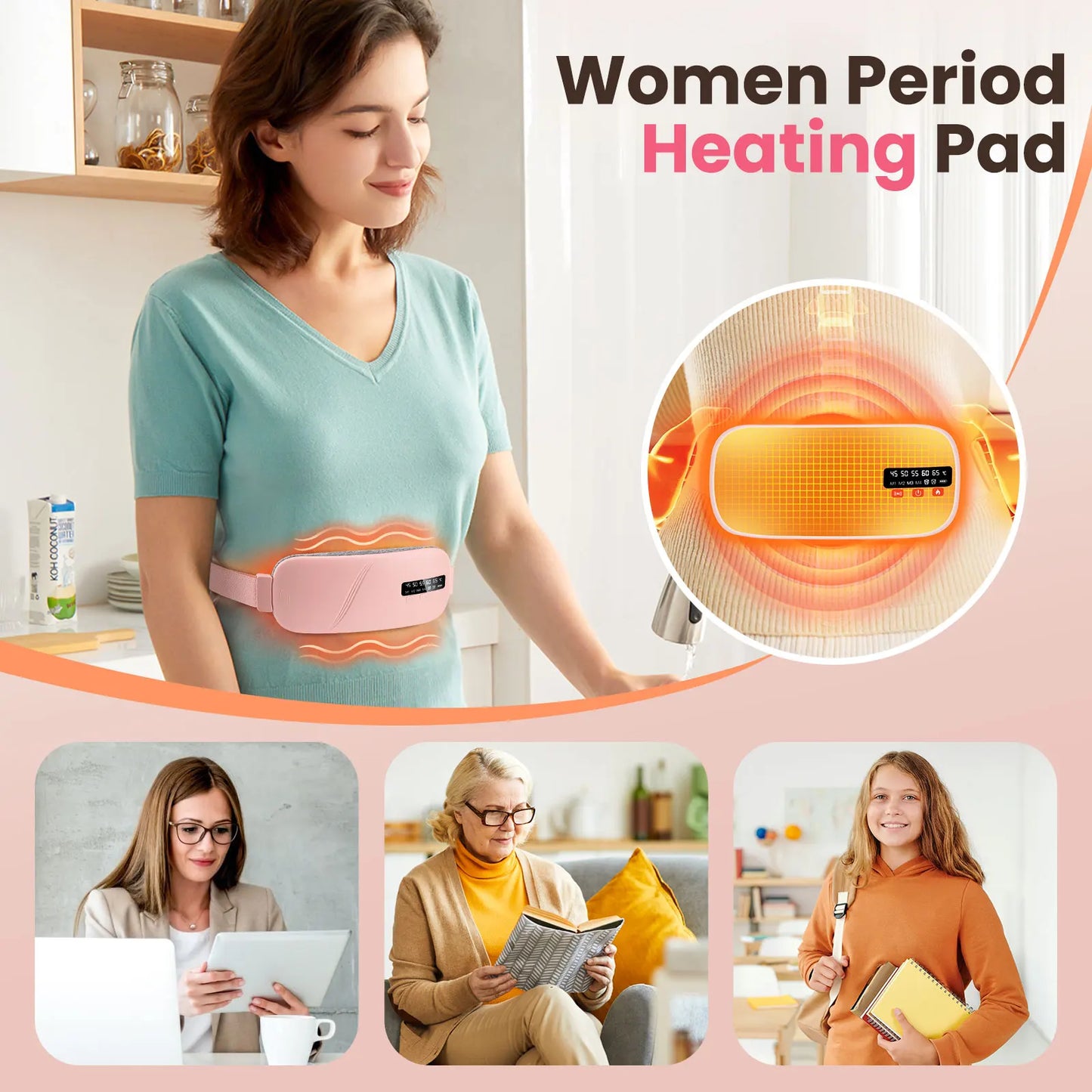 5 Modes Electric Heating Women Menstrual Heating Pad for for Cramps Period Relief
