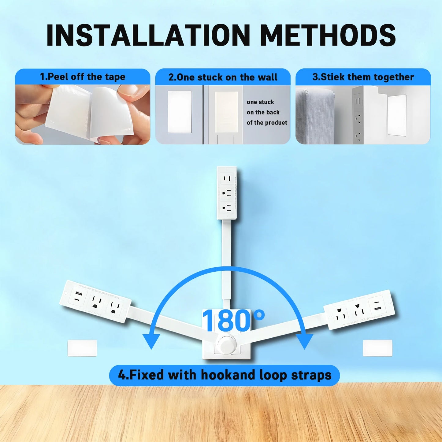 180° Electrical Outlet Extender Adjustable Length
