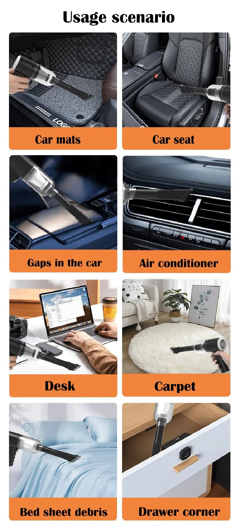 Wireless Car Vacuum Cleaner USB Charging