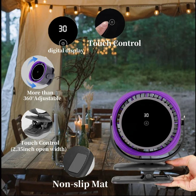 Portable Desktop Fan, Touch Screen 360° Adjustable