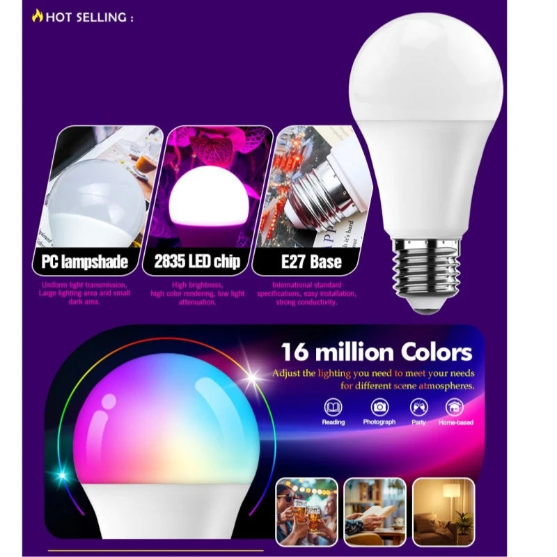 1-10pcs LED RGB Bulb Remote Control  Multicolor Lamps