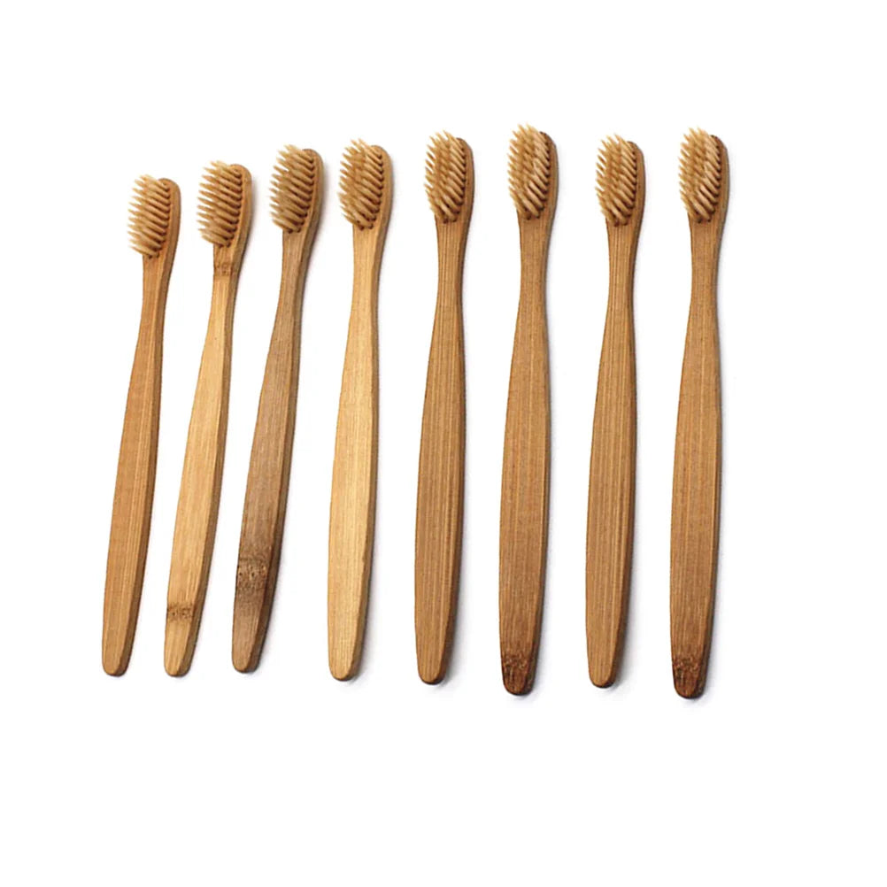 8pcs Bamboo Toothbrush Natural Wooden ECO Friendly Toothbrush
