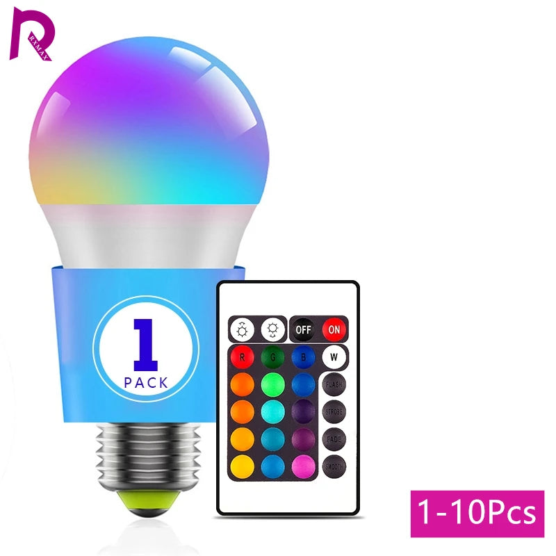 1-10pcs LED RGB Bulb Remote Control  Multicolor Lamps