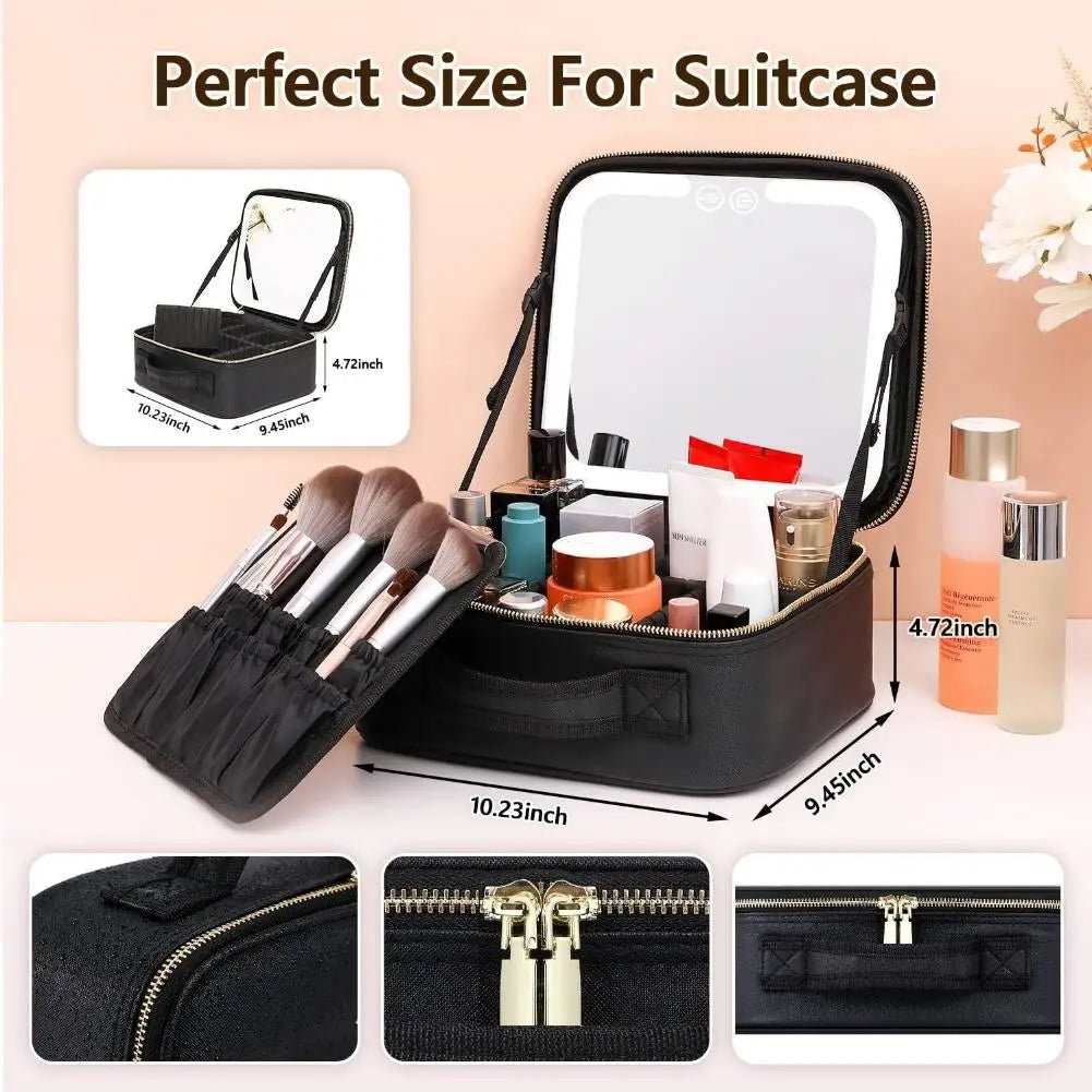 Portable Travel Makeup Bag With Smart LED
