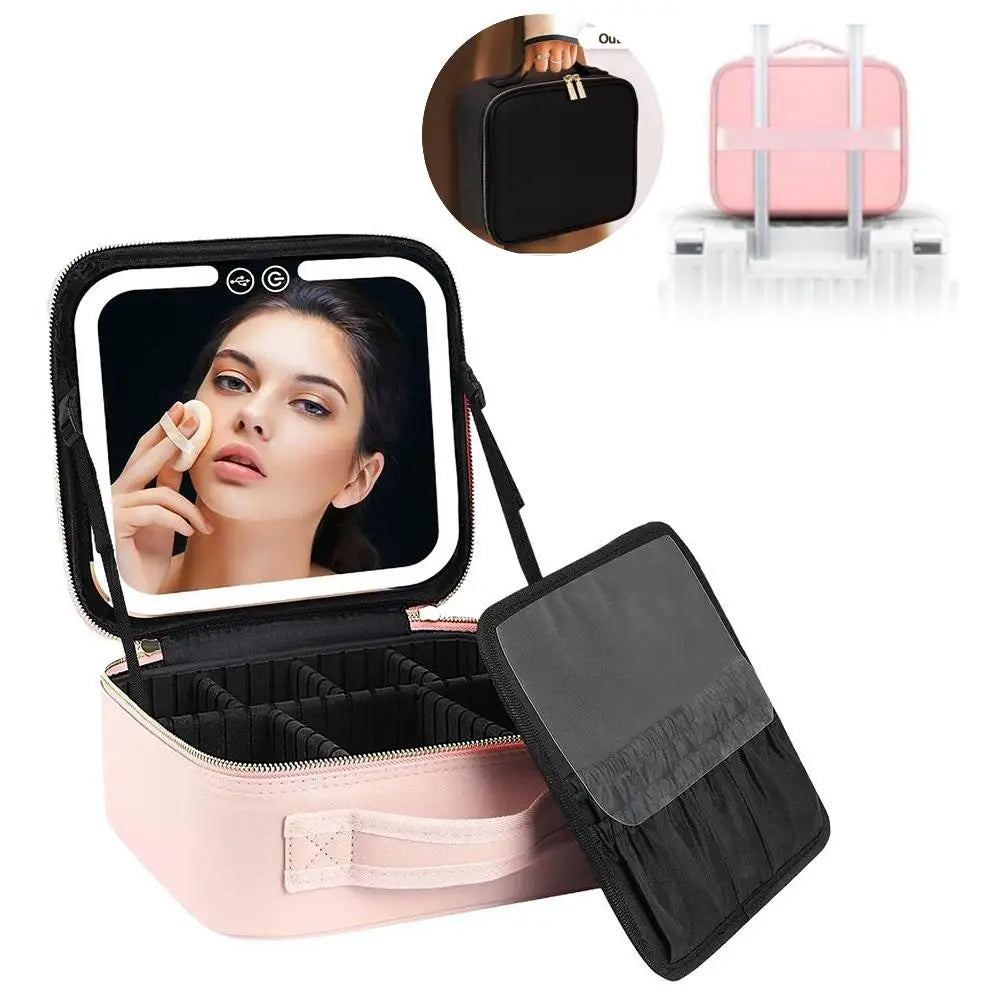 Portable Travel Makeup Bag With Smart LED