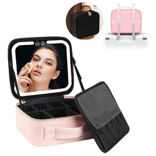 Portable Travel Makeup Bag With Smart LED